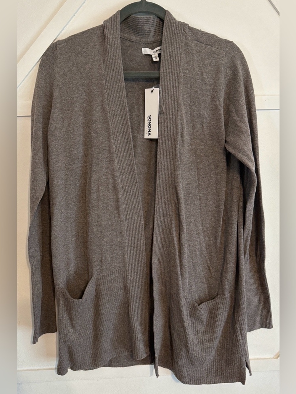 SONOMA Women's Open-Front Cardigan Sweater in Charcoal Gray
